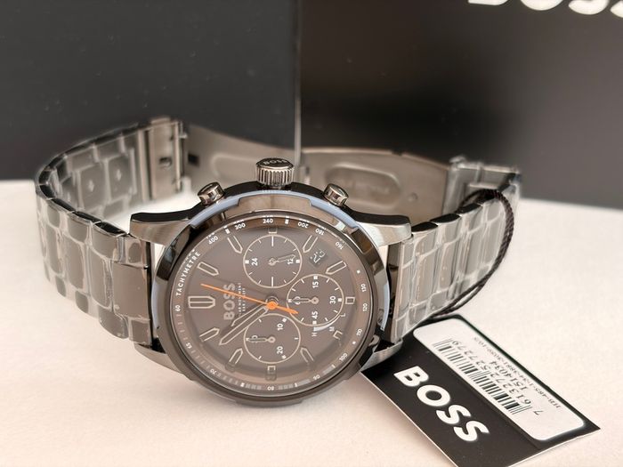 BOSS by Hugo Boss Grey Steel Olive Green Dial Solar-Chronograph Men's Watch - 1514034