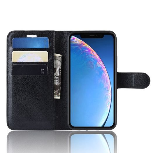 For iPhone 11 Pro Max Wallet Case Cover PU Leather Holder Card Slots New Black - FHT05IPK1