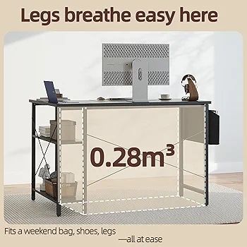 L Shaped Corner Desk - 100x70 cm Study Office Gaming Desk, Computer Desk Small Writing Table, Large Reversible Storage Shelves, Bookshelf Workstation for Study Play Work Bedroom Home Office