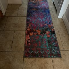 Soft Washable Multicolour Canvas  Blazing  Runner Rug