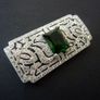 Art Deco Vintage Style Emerald Stone Silver Brooch Pin Image 7