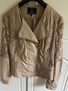 Leather Effect Jacket With Lace Details