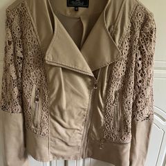 Leather Effect Jacket With Lace Details