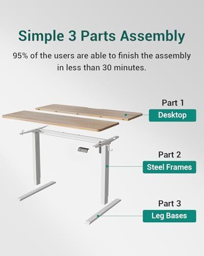 Electric Standing Desk For Gaming 100 x 60 cm Heigh Adjustable Stand up Table
