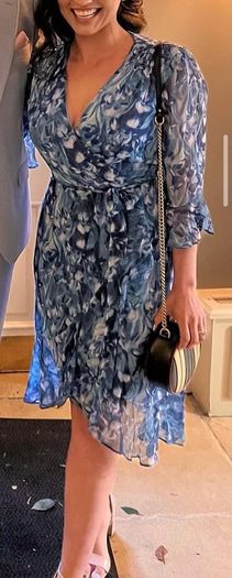 Adrianna Papell Blue Floral Chiffon