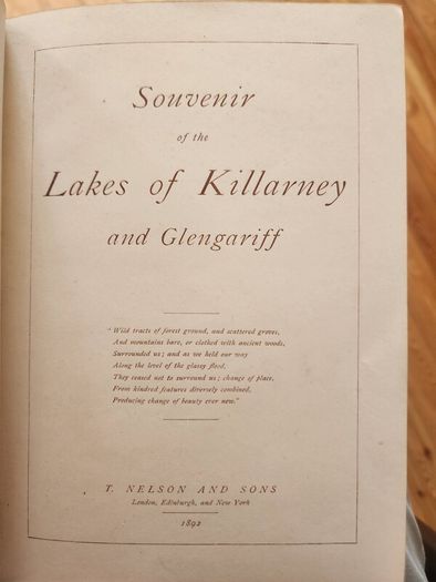 Souvenir Of Killarney. Rare 1892 First Edition Hardback In Good Condition.