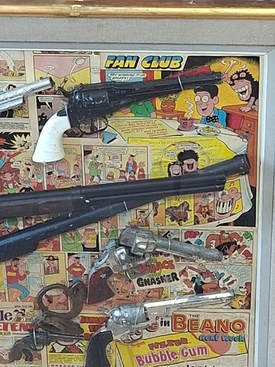 Very Large Old Collectors Toy Gun Display, this has to be Collected as is very big and has glass front.,