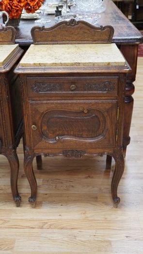 Pair of Antique French Oak Bedside Cabinets