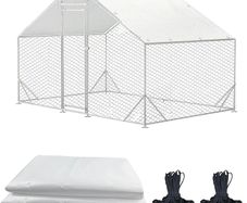 2 PCS Outdoor Waterproof and UV Chicken Coop Cover with 40 Piece Ball Bungee Cord Waterproof and Sunproof Enclosure Chicken Coop Tarp for Outdoor Large Walk in Pens