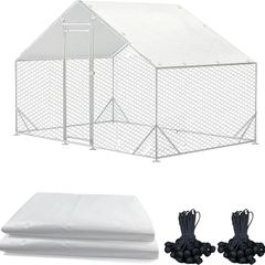 2 PCS Outdoor Waterproof and UV Chicken Coop Cover with 40 Piece Ball Bungee Cord Waterproof and Sunproof Enclosure Chicken Coop Tarp for Outdoor Large Walk in Pens