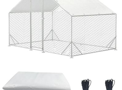 2 PCS Outdoor Waterproof and UV Chicken Coop Cover with 40 Piece Ball Bungee Cord Waterproof and Sunproof Enclosure Chicken Coop Tarp for Outdoor Large Walk in Pens