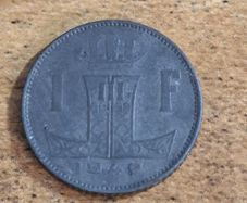 Belgium 1942, 1 Franc Coin - free standard postage