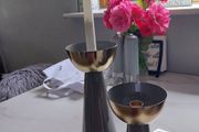 2 new gold /grey candle holders