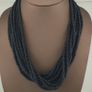 Antique African Style Dark Black Blue 5-6.6mm Glass Beads Necklace Strand Image 10