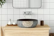 Countertop Basin Black and Brown Round 41x14 cm Ceramic