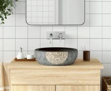 Countertop Basin Black and Brown Round 41x14 cm Ceramic