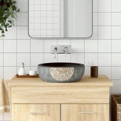 Countertop Basin Black and Brown Round 41x14 cm Ceramic
