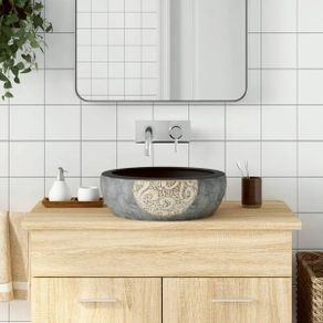 Countertop Basin Black and Brown Round 41x14 cm Ceramic