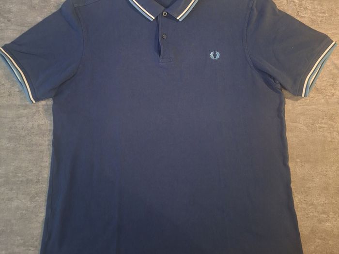 Fred Perry Twin Tipped Polo Shirt Men's Size XL Slim Fit Blue