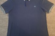 Fred Perry Twin Tipped Polo Shirt Men's Size XL Slim Fit Blue