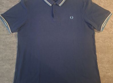 Fred Perry Twin Tipped Polo Shirt Men's Size XL Slim Fit Blue