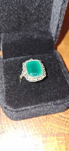 9ct Gold Silver Agate Ring