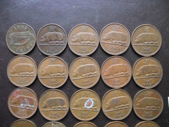 20 Irish half pennies (1953-1967)