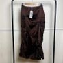 Ganni Brown Draped Midi Skirt Sz 8UK 4US S Chicory Coffee Voluminous Satin Image 4