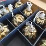 Box of x12 Gold Speckle Geometric Style Glass Christmas Baubles Image 2