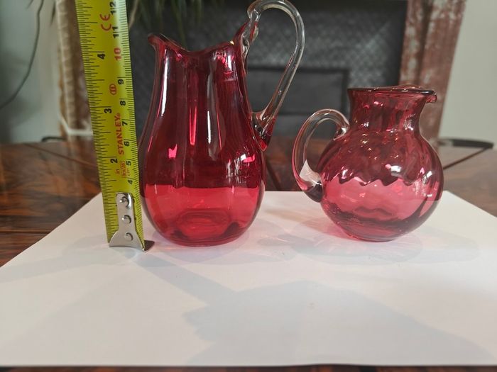 Antique Victorian Cranberry Glass jugs