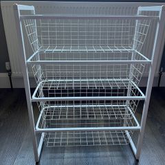 White wire basket storage