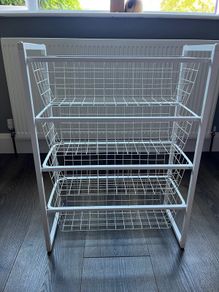 White wire basket storage
