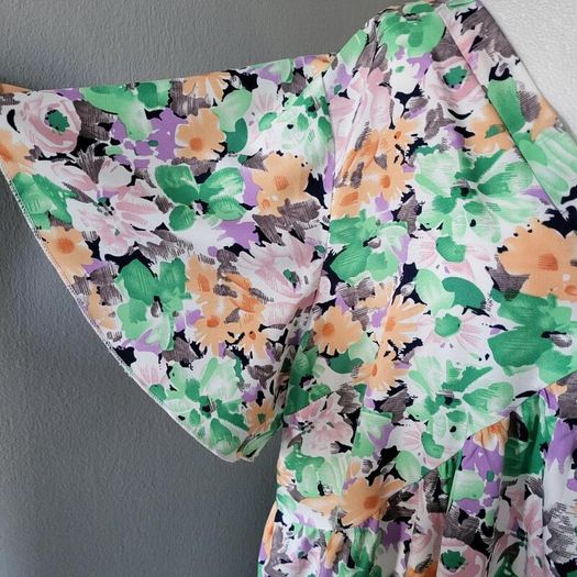 Shein green & orange floral dress, Size 2XL / UK20
