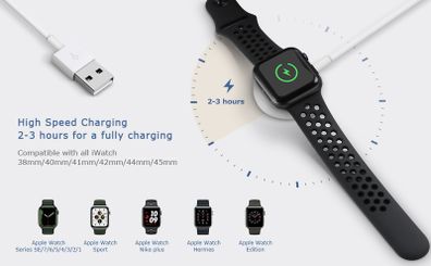 Portable Wireless Charger for IWatch 7 6 SE 5 4 Magnetic Charging Dock Station USB Charger Cable for Apple Watch Series 4 3 2 1