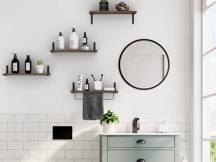 Floating Shelves Set of 4, Rustic Wooden Shelves for Wall 40cm Length
