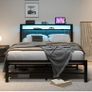 Double Bed Frame with Storage and LED Lights Image 7