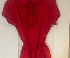 Vibrant Red AWear Ruffle Blouse Size 16 Brand New with Tags