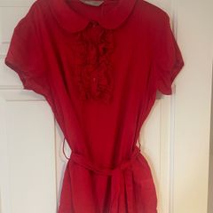 Vibrant Red AWear Ruffle Blouse Size 16 Brand New with Tags