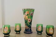 Mcm Royo art glass vase &amp; liquor glasses