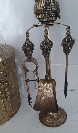 vintage brass companion set with lady