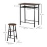 Bar Table Set, Bar Table and Stools Set, Footrest and Storage Shelf, for Kitchen, Dining Room, Pub, Cafe, Black and Oak Image 2