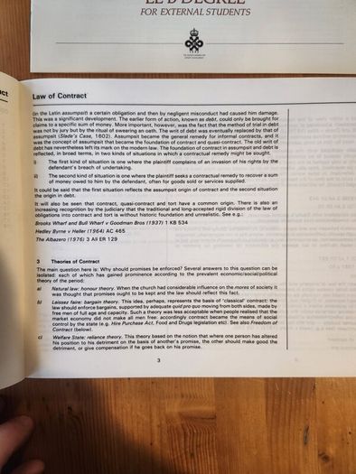 Law Books X 2. Llb Elements Of The Law Of Contract Casebook. Suitable For Law Students Studying For An Llb Elements Of The Law. 2 X First Edition Large Volume Paperback Books In Good Condition.