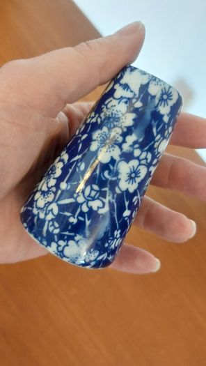 Fabulous Pair of Salt and Pepper Shakers in the Style of Burleighware "Blue Calico Pattern", but no Backstamps, Missing Stoppers