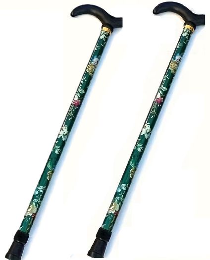 Floral Green Printed  walking stick.Free Post