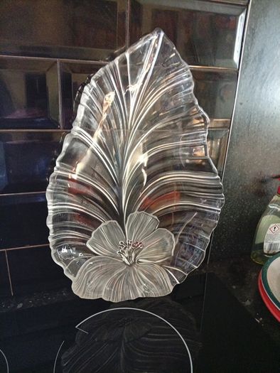 mikasa hibiscus serving tray glass