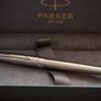Brand New 18K Gold F Nib Parker Sonnet Brushed Stainless Steel Fountain Pen + Spare M Nib Image 2