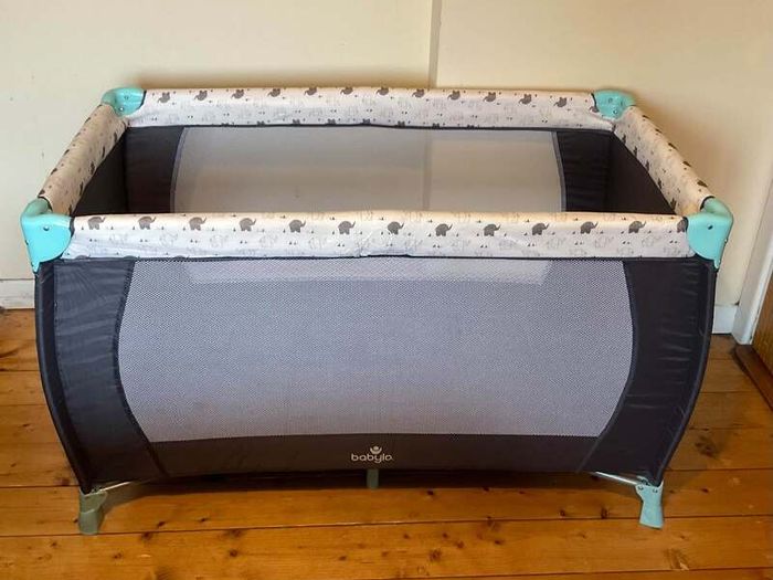 Babylo Travel Cot with Carry Bag | Black & Grey