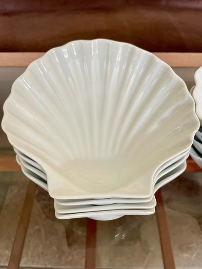 8 Vintage French White Porcelain Scallop Shell Dishes CNP France