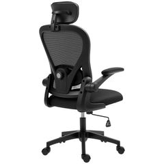 Office chair Ergonomic desk chair with flip-up armrests, adjustable lumbar support Black