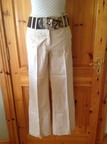BNWT Size 8 Long Stone Couloured Linen Cotton Trousers